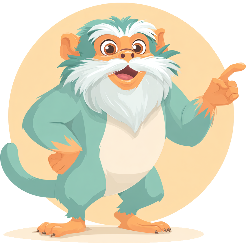 Tamarin mascot pointing forward